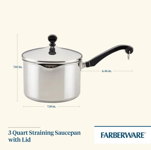 Miniatura 2 de Farberware Cacerola Clásica de Acero Inoxidable con Tapa Coladora de 3 Cuartos - Plateado