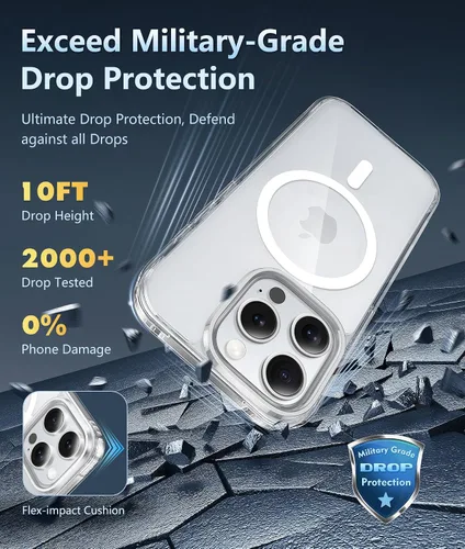 Miniatura 84 de FNTCASE Funda para iPhone 13 Pro-Max: Fundas magnéticas transparentes compatibles con Magsafe Slim anti amarillamiento protección contra caídas