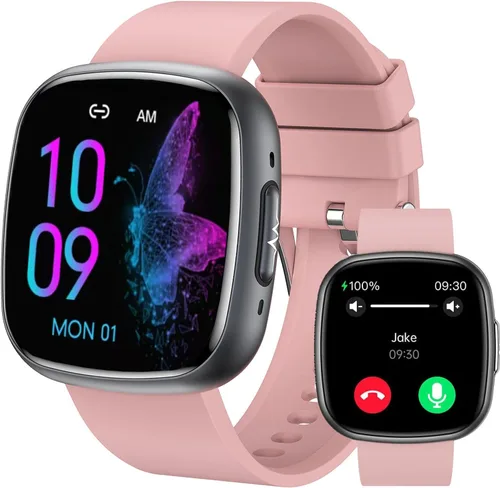 Reloj inteligente resistente al agua, pantalla táctil HD de 1.72 pulgadas, rastreador avanzado de salud con más de 100 modos de ejercicio, Rosa