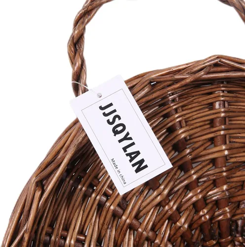 Miniatura 7 de JJSQYLAN JJSQ - Cesta de almacenamiento colgante de mimbre tejida a mano, decoración de pared para el hogar, jardín, boda, marrón, 14.2 x 11.8 x 4.7