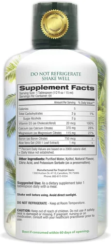 Miniatura 2 de Tropical Oasis Calcio líquido y magnesio – Fórmula natural con soporte para huesos fuertes – Vitaminas líquidas con calcio, magnesio y vitamina D