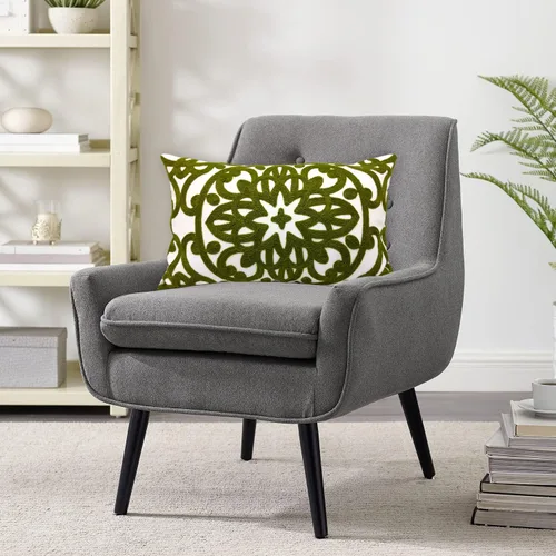 Miniatura 4 de Alysheer - Funda de almohada lumbar decorativa bordada 12" x 20", patrón de bordado clásico Boho Mandala, funda de cojín rectangular de algodón