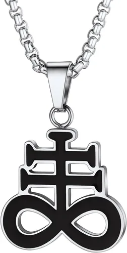 Miniatura 88 de PROSTEEL Satanic Jewelry Upside Down Cross Necklace for Men Women, 316L Stainless Steel/925 Sterling Silver Inverted Cross/Leviathan Cross Pendant
