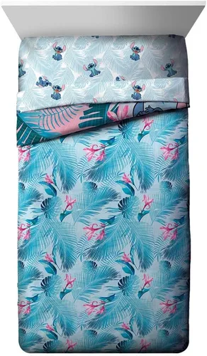 Miniatura 3 de Jay Franco Disney Lilo & Stitch Floral Fun - Juego de ropa de cama de 11 piezas, incluye juego de cama, juego de sábanas