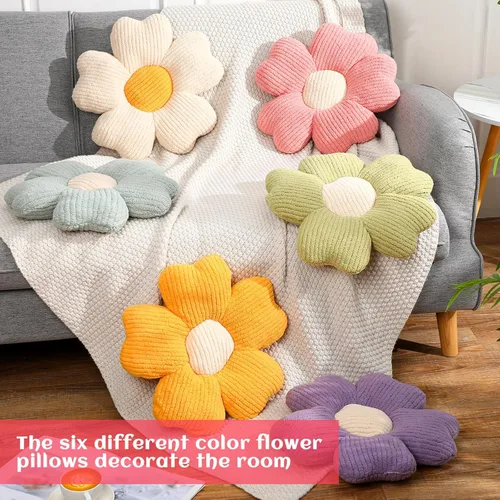 Miniatura 4 de Drydiet 6 Piezas Almohadas con Forma de Flor Margaritas Almohadas de Piso Cojines de Asiento con Forma de Flor de 15 Pulgadas para Leer Sofá Sillón
