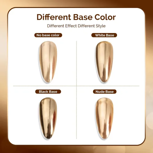Miniatura 4 de MelodySusie Polvo para Uñas Oro Champán con Efecto Cromo para Uñas de Gel, Pigmento Metálico con Efecto Espejo, Purpurina Fina Elegante