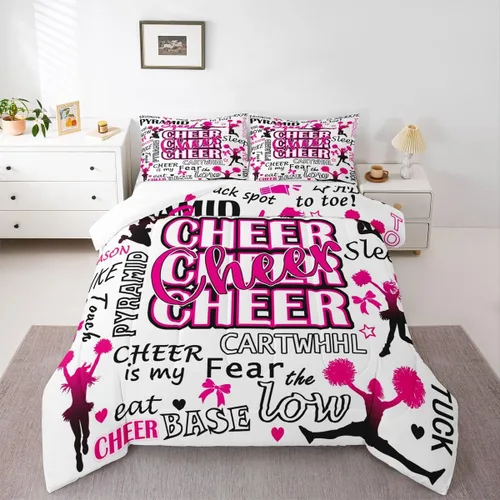Miniatura 13 de Erosebridal Juego de edredón para niñas de baile, tamaño individual, juego de ropa de cama de ballet con purpurina para niños, adolescentes