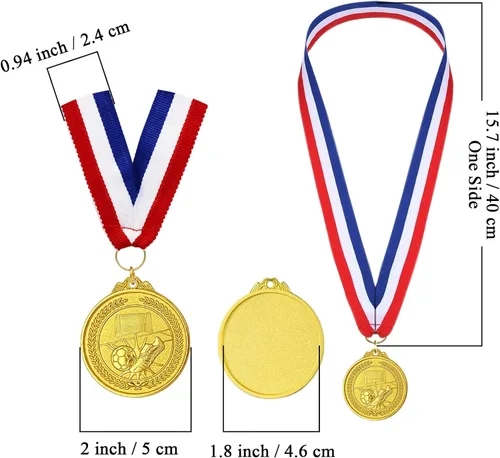Miniatura 2 de Donrime 12 Pieces Soccer Medals for Kids, Gold Metals Awards Medal for Kid’s Sports Soccer Games, Soccer Party Favors, 2 Inches