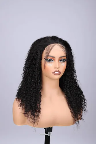 Keshon Pelucas frontales de encaje rizado jerry 4x4 de cabello humano, densidad 180%, peluca frontal rizada, pelucas frontales de encaje