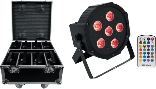 Rockville Paquete Par de Baterías 6RF Negro, 8 Luces de Lavado Recargables+Estuche | RGBWA+UV, DMX inalámbrico, control remoto RF, batería de 15