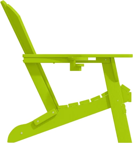Miniatura 8 de Silla plegable Adirondack con portavasos, juego de 2, sillas de plástico HDPE para exteriores, resistentes a la intemperie, aspecto de madera real