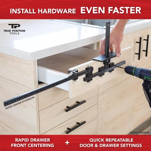 Miniatura 4 de Jig de Hardware de Gabinete MAX - Instala Tiradores Largos y Agujeros para Pernos de Estante - Fabricado en EE. UU. - Calibrado a Mano por True