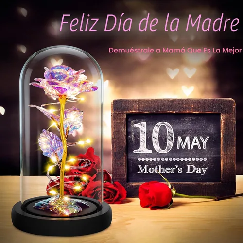 Miniatura 8 de Colorida flor de rosa regalo para San Valentín, regalo de cumpleaños para mujer, regalo de cumpleaños colorido de flores artificiales, cadena de luz