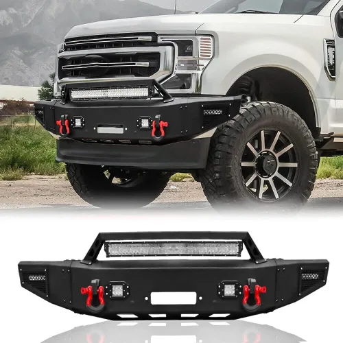 Miniatura 3 de BESTZHEYU Parachoques delantero compatible con F250 F350 F450 2017 2018 2019 2020 2021 2022 con placa de cabrestante y luces LED