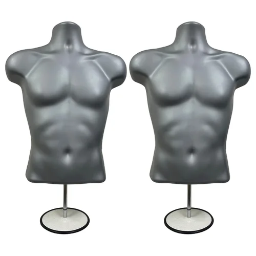 Miniatura 37 de Maniquí masculino de torso con soporte de metal, parte trasera hueca, cuerpo apilable, forma de vestido para exhibición de camisetas, mostrador