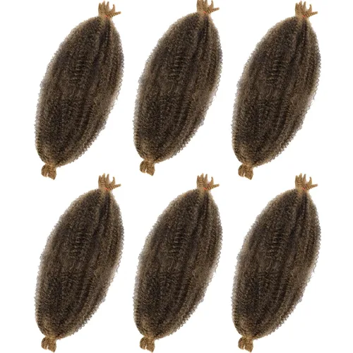 Miniatura 24 de Marley Twist - Cabello trenzado marrón Spring Twist de 18 pulgadas, cabello Marley para rastas suaves de imitación mariposa, cabello trenzado rizado