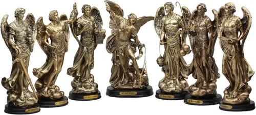 Miniatura 4 de Ebros - Estatua de Arcángel del Consejo Angélico de la Iglesia Católica Ortodoxa Oriental, estatua de 8 pulgadas de alto con placa de nombre