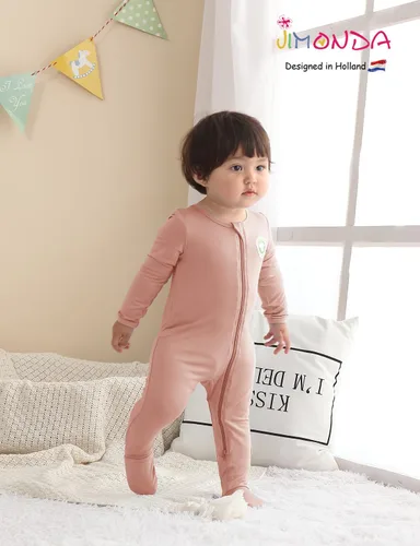 Miniatura 18 de Jimonda Pijama de bambú para bebé, unisex, para niños y niñas, de una pieza, manga larga, cierre de cremallera de 2 vías, mameluco