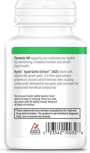Miniatura 4 de Cápsulas con extractos de ajo añejado Kyolic, fórmula 100 original cardiovascular, 100-32, Pastillas, 1, 1
