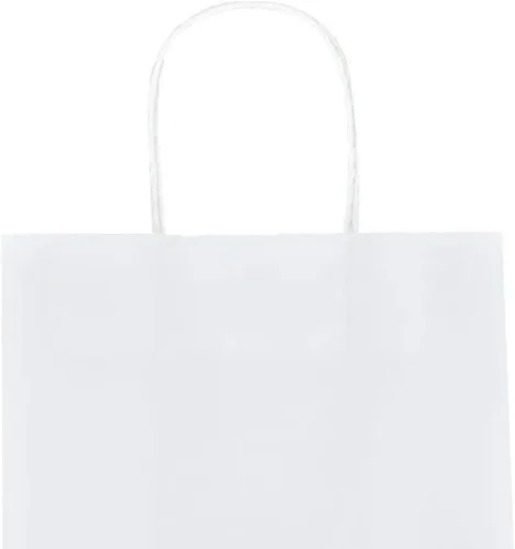 Miniatura 6 de bagmad Paquete de 100 bolsas de papel kraft blancas resistentes con asas a granel, bolsas de regalo de 5.25 x 3.25 x 8 pulgadas, para manualidades