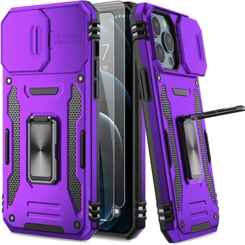Miniatura 27 de Funda para iPhone 13 Pro con protector de pantalla, cristal transparente, antiamarillo, acrílico resistente, funda protectora de grado militar