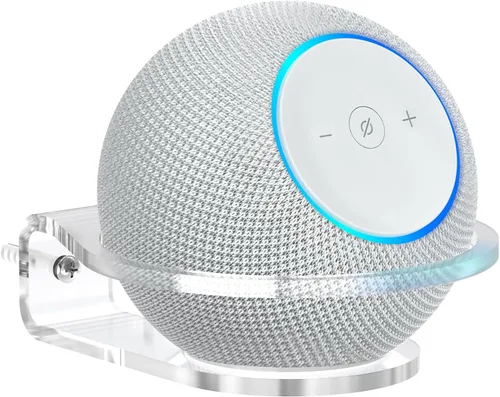 Miniatura 10 de PlusAcc Soporte de pared para Dot Max y Dot 5, estante transparente resistente para Homepod Mini, soporte de soporte de ahorro de espacio, gestión