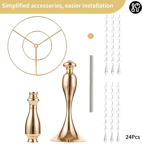 Miniatura 6 de 2 piezas de 54 cm de alto soporte de flores de cristal para boda, camino de flores de plomo, soportes de flores centrales de metal para mesas