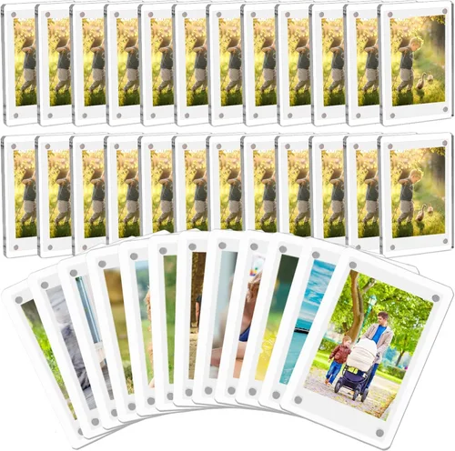 Miniatura 9 de Mini marco polaroid acrílico para fotos, paquete de 5 marcos magnéticos para refrigerador para pantalla de fotos Instax, transparente de doble cara