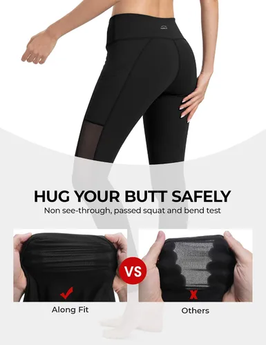 Miniatura 4 de Along Fit Calzas de yoga para mujer con bolsillos laterales, control de abdomen, para correr pantalones capri, talle alto, pantalones deportivos