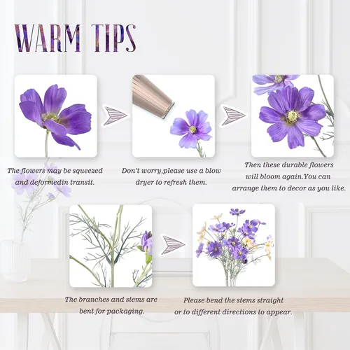 Miniatura 6 de Flores artificiales para decoración, flores de seda Calliopsis de tallo largo, centros de mesa, decoración, ramo de flores falsas, Coreopsis Morado