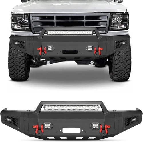 Miniatura 21 de BESTZHEYU Parachoques delantero compatible con F250 F350 F450 2017 2018 2019 2020 2021 2022 con placa de cabrestante y luces LED
