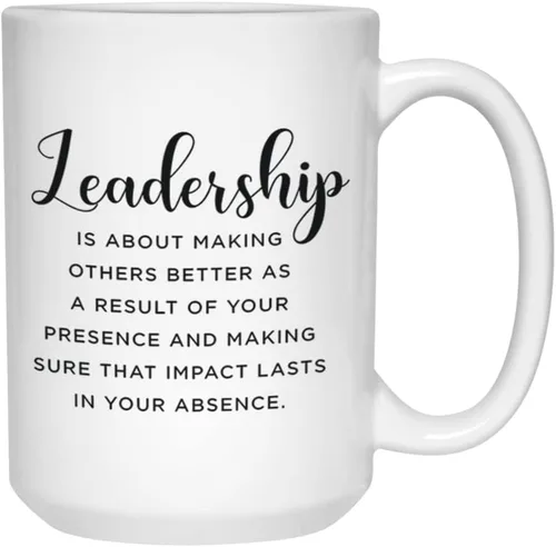 Bubble Hugs Taza de café inspiradora de 15 onzas, el liderazgo es acerca de hacer que otros mejoren motivación idea de regalo para líder jefe, color