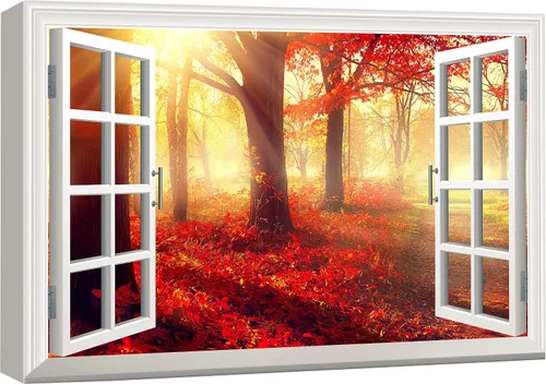 Miniatura 10 de Cuadro decorativo con diseño de ventana moderna blanca con vista, de la marca Wall26®
