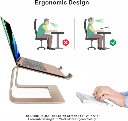 Miniatura 2 de Soporte ergonómico de aluminio para laptop, soporte para computadora portátil, elevador desmontable para laptop, soporte para portátil de 10 a 17.3