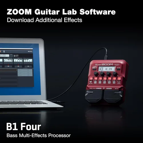 Miniatura 3 de Zoom B1 Four - Pedal procesador de multiefectos para bajo, con más de 60 efectos incorporados, modelado de amplificador, looper, sección rítmica