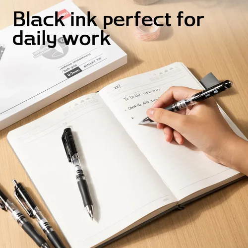 Miniatura 7 de deli Bolígrafos de gel, 30 bolígrafos retráctiles de tinta negra, bolígrafo de punta media a granel de 0.028 in, escritura suave, secado rápido,