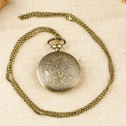 Miniatura 5 de Reloj de bolsillo de cuarzo para hombre, ojos verdes, forma de caja redonda, collar de bolsillo