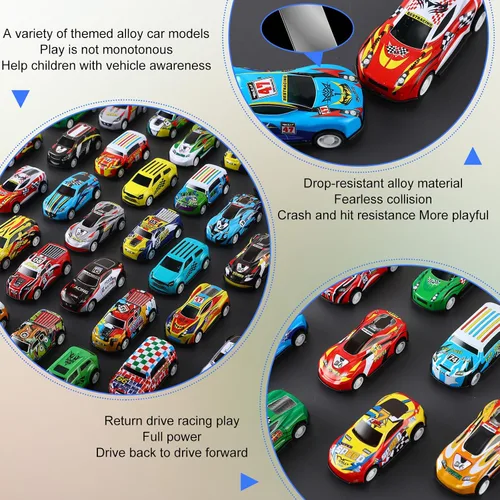 Miniatura 3 de Jenaai 100 unidades de mini autos de juguete para tirar hacia atrás a granel, autos de carreras fundidos a presión, recuerdos de fiesta para niños