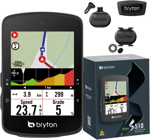 Miniatura 2 de Bryton Rider S510 Bike Computer and Sensors y Gardia R300L Radar trasero y Sport Mount Bundle