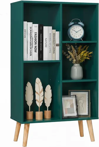 Miniatura 30 de YAHARBO Estantería de 2 cubos, soporte para tocadiscos negro con almacenamiento de vinilo de hasta 100 álbumes, estante horizontal para libros