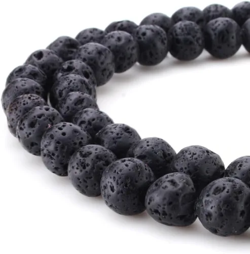 Miniatura 85 de Cuentas de ónix negro BEADNOVA con cuentas de cristal natural, piedras preciosas, redondas, sueltas, curativas de energía con cordón elástico de 01)