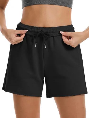 Miniatura 2 de Stelle Pantalones cortos de verano para mujer, cómodos, de algodón, de cintura alta, con bolsillos