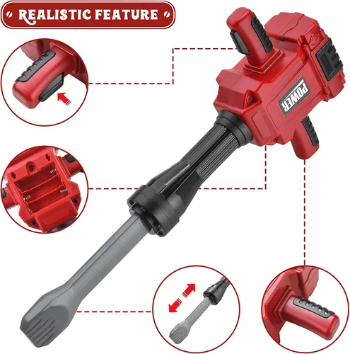 Miniatura 2 de Toy Choi's Juguetes de Martillo Neumático Infantil - Juego de Simulación con Sonido y Acción Realistas, Juguetes de Construcción para Niños y Niñas
