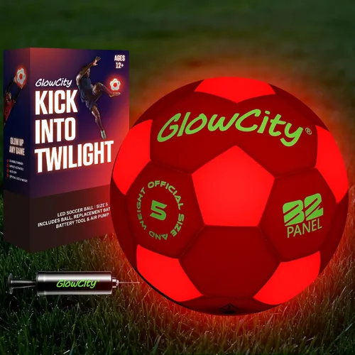 Miniatura 15 de GlowCity Balón de fútbol que brilla en la oscuridad - Tamaños 3, 4, 5 para niños, adolescentes y adultos - Balón de fútbol que se ilumina con 2