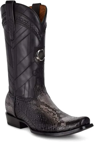 Miniatura 2 de Cuadra Botas vaqueras para hombre en piel auténtica de pitón y cuero bovino Metálico