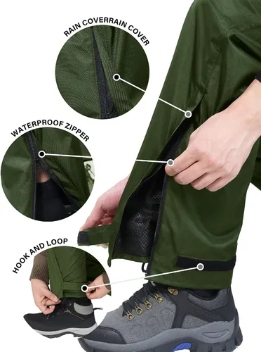 Miniatura 5 de iCreek Pantalones de lluvia para hombre, impermeables, resistentes al viento, ligeros, para senderismo, trabajo, lluvia, al aire libre, para golf