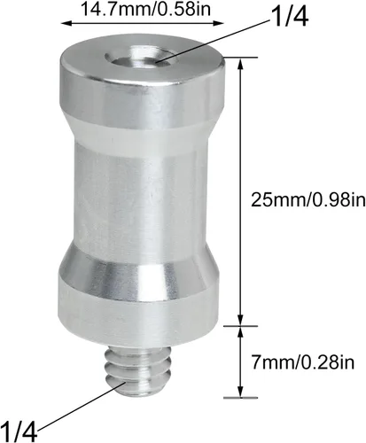 Miniatura 3 de Hotshoe/Coldshoe - Adaptador LUORNG 2 piezas hembra de 1/4 pulgadas a 1/4 pulgadas macho convertidor roscado adaptador de tornillo espiga