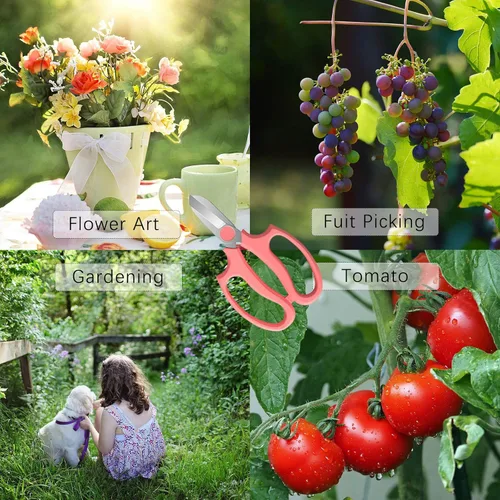 Miniatura 6 de Leize - Tijeras de flores, tijeras de jardín de acero inoxidable endurecidas premium, podadora fuerte para flores, ramas y hojas (Gris Verde Esbelto)