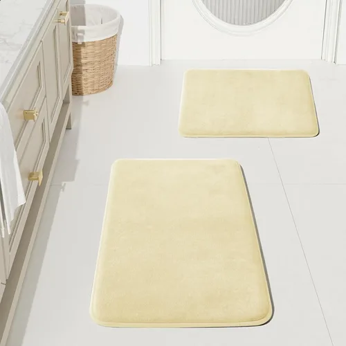 Miniatura 30 de HUXMEYSON Juego de alfombras de baño de 2 piezas, juego de alfombrillas antideslizantes y de secado rápido, alfombras de baño ultra suaves de Negro