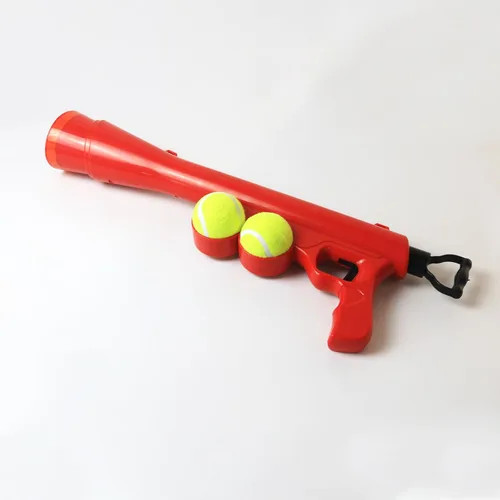 Miniatura 9 de Lanzador de pelotas para perros para mascotas, lanzador de pelotas de perro con 2 pelotas de tenis y correa para el hombro, juguete lanzador de Verde